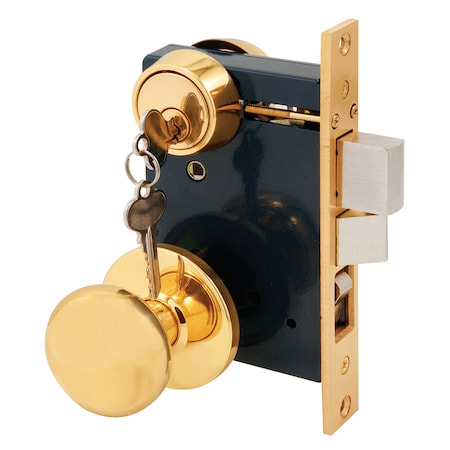 2-1/2 In. Backset, Entrance Mortise Lockset, Wrought Solid Brass, Left